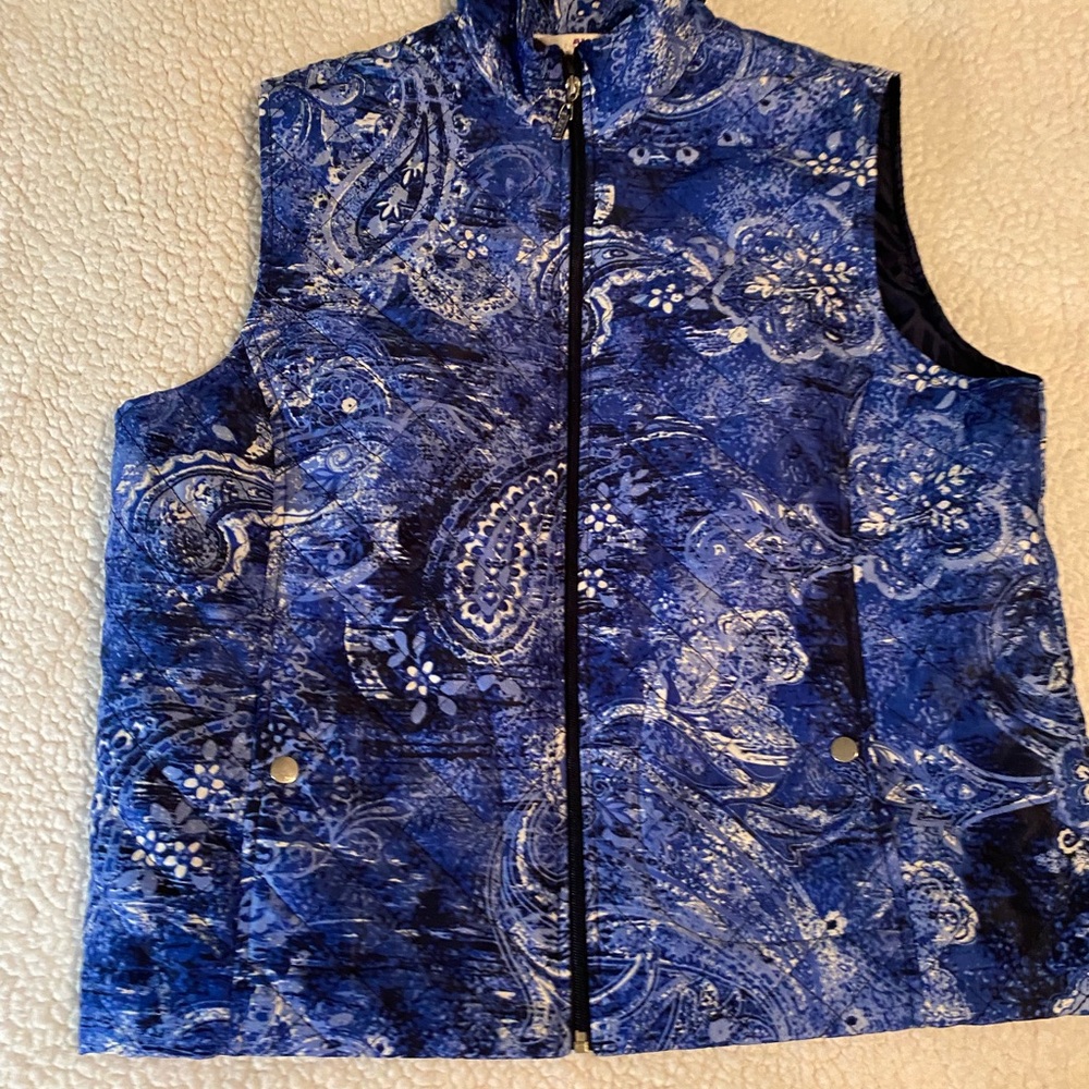 Alia Blue Patterned Zip-Up Vest Lady Vols 16P